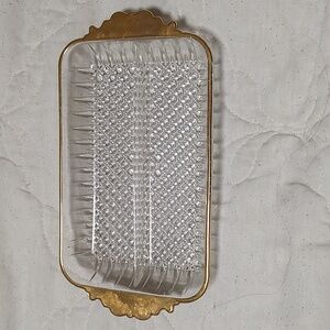 Gold Trim Divided Glass Organizer Dish